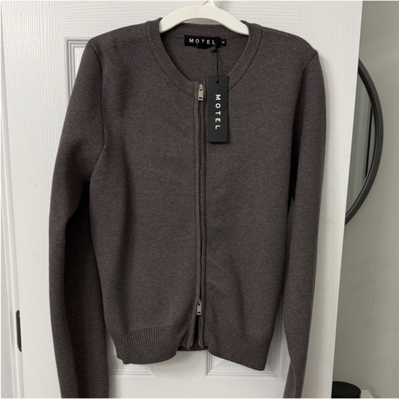 Motel Rocks Heather Gray Zip-Up Sweater - Picture 6 of 6